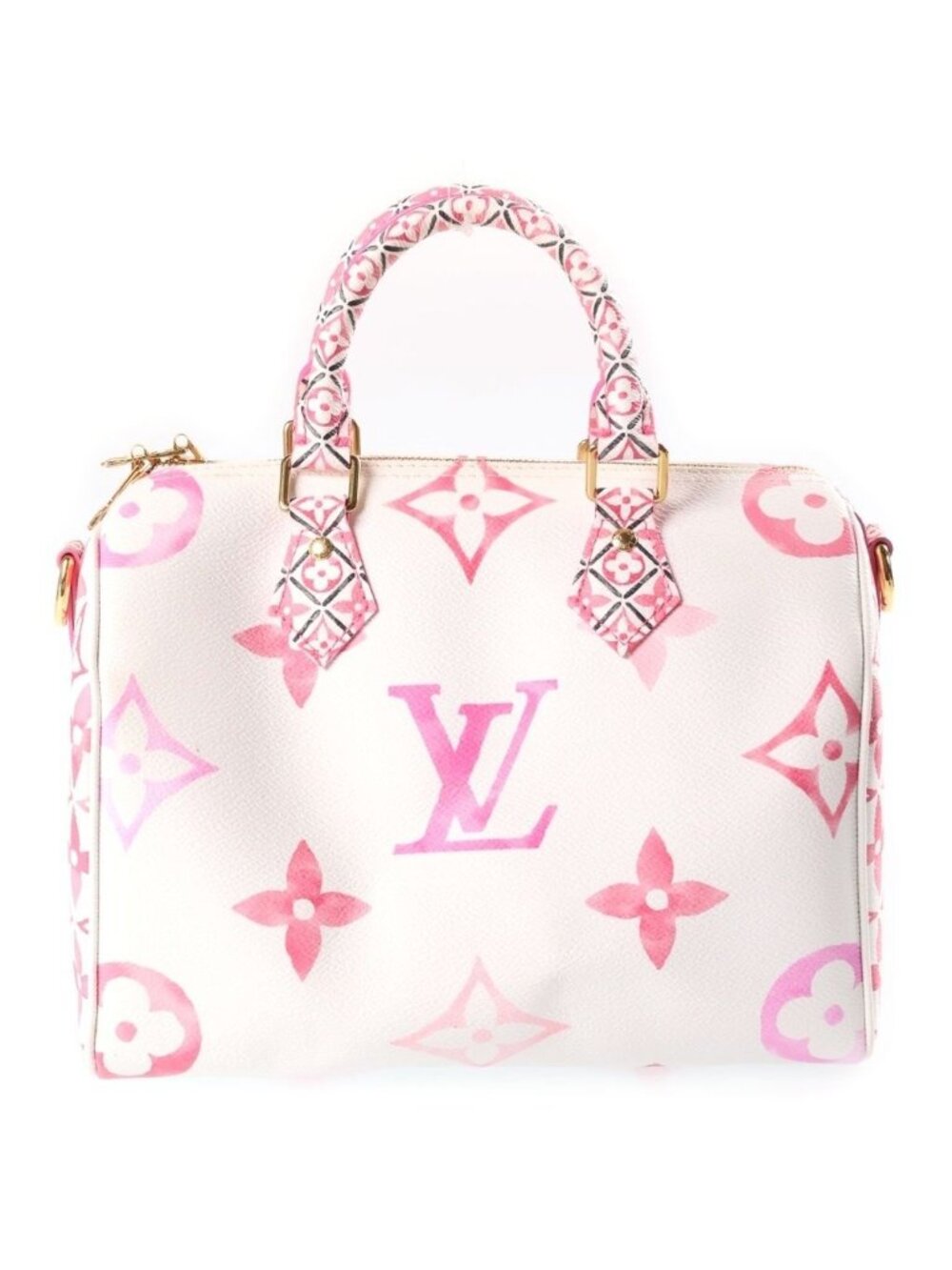 Louis Vuitton by the Pool Monogram Giant Rose Speedy Bandouliere 25 Boston Bag